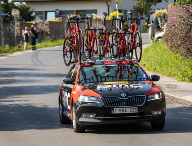 Krakow, Polonya - 4 Ağustos 2018: 75 Tur de Pologne UCI Dünya Turu, 134 km Krakow - Krakow rota ilk aşamasında. Doğu Avrupa'nın en büyük Bisiklete binme olay. 
