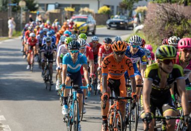 Krakow, Polonya - 4 Ağustos 2018: 75 Tur de Pologne UCI Dünya Turu, 134 km Krakow - Krakow rota ilk aşamasında. Doğu Avrupa'nın en büyük Bisiklete binme olay. 