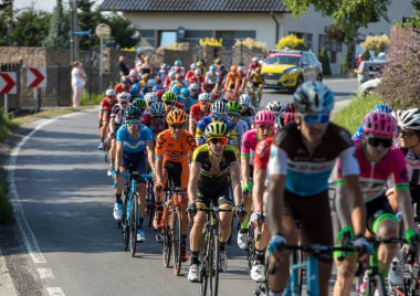 Krakow, Polonya - 4 Ağustos 2018: 75 Tur de Pologne UCI Dünya Turu, 134 km Krakow - Krakow rota ilk aşamasında. Doğu Avrupa'nın en büyük Bisiklete binme olay. 