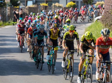 Krakow, Polonya - 4 Ağustos 2018: 75 Tur de Pologne UCI Dünya Turu, 134 km Krakow - Krakow rota ilk aşamasında. Doğu Avrupa'nın en büyük Bisiklete binme olay. 