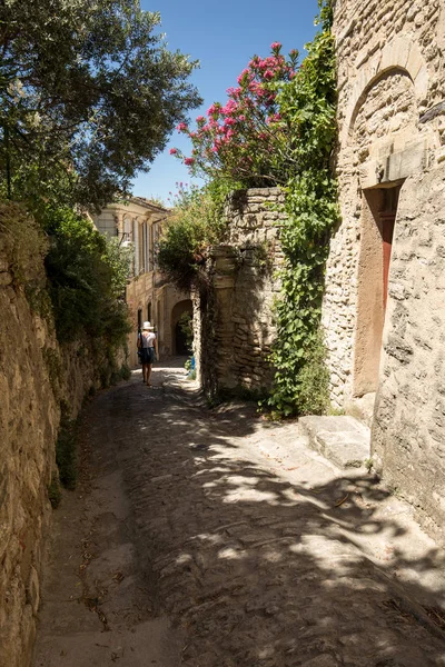 Ortaçağdan Kalma Şehir Gordes Dar Sokakta Provence Fransa — Stok fotoğraf