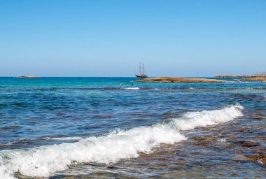 Eski stil yelken tekne Malia Girit, Geece yakınındaki