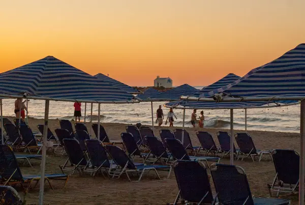 Pôr Sol Sobre Malia Ilha Creta Grécia — Fotografia de Stock