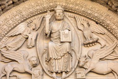 Batı portal Saint Trophime Katedrali Arles, Fransa ayrıntıları. Bouches-du-Rhône, Fransa