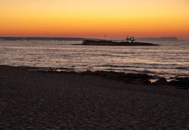 Günbatımı Malia Yunanistan Crete adada üzerinde