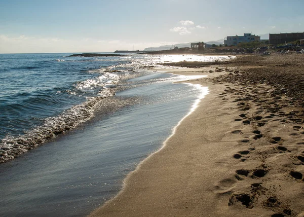 Veduta Della Spiaggia Sabbiosa Malia Creta Grecia — Foto Stock