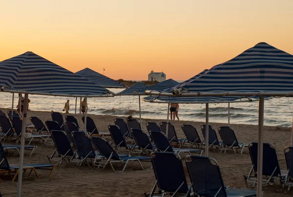 Pôr Sol Sobre Malia Ilha Creta Grécia — Fotografia de Stock