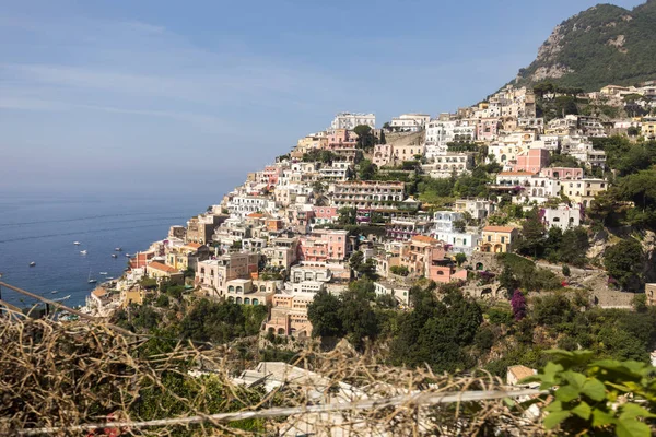 Panorama Positano Com Casas Subindo Colina Campania Itália — Fotografia de Stock