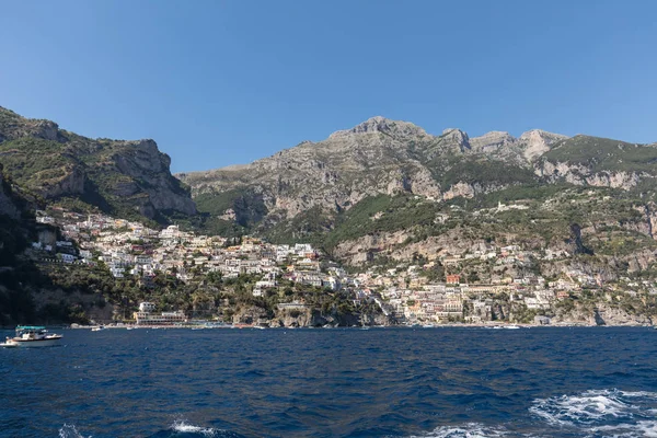 Positano Vom Meer Aus Gesehen Der Amalfiküste Der Region Kampanien — Stockfoto