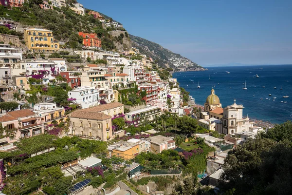 Renkli Positano Amalfi Coast Rengarenk Evleri Binaları Ile Mücevheri Deniz — Stok fotoğraf