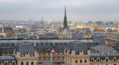 panoramik paris şehrinde ve notre dame Katedrali'nin görüldüğü gibi 
