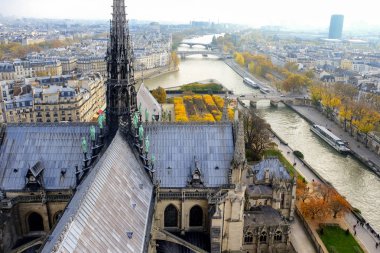 panoramik paris şehrinde ve notre dame Katedrali'nin görüldüğü gibi 