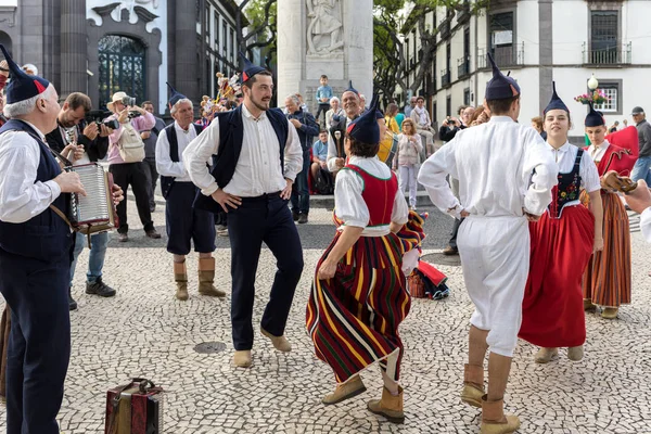 Funchal Portugalsko Dubna 2018 Lidových Hudebníků Tanečníků Avenida Arriaga Funchal — Stock fotografie