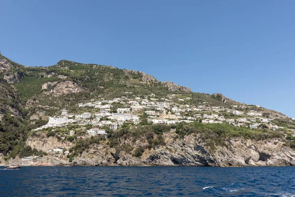 Widok Wybrzeże Amalfi Między Amalfi Positano Campania Włochy — Zdjęcie stockowe