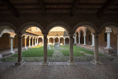 Cloister of San Romano in the cathedral museum of Ferrara, Italy clipart
