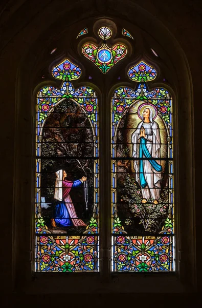 Sarlat France September 2018 Colorful Stained Glass Medieval Sarlat Cathedral — Stock Photo, Image