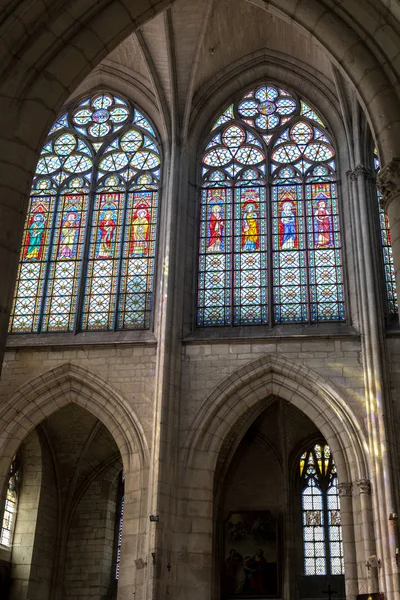 Troyes Francia Agosto 2018 Coloridas Vidrieras Basilique Saint Urbain Iglesia — Foto de Stock