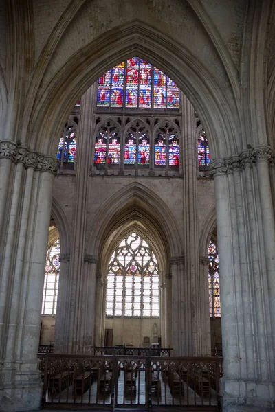 Troyes Frankrike Augusti 2018 Färgglada Färgade Glasfönster Troyes Cathedral Tillägnad — Stockfoto