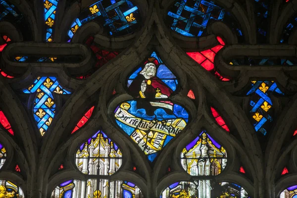 Troyes França Agosto 2018 Vitrais Coloridos Catedral Troyes Dedicada São — Fotografia de Stock