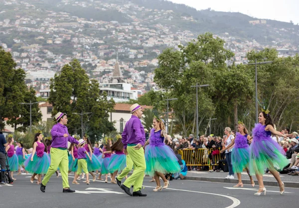 Funchal Madeira Portugal April 2018 Group People Colorful Costumes Dancing — Stock Photo, Image