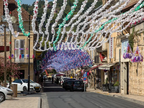 Saint Cyprien Francia Settembre 2018 Colorate Decorazioni Stradali Durante Estate — Foto Stock