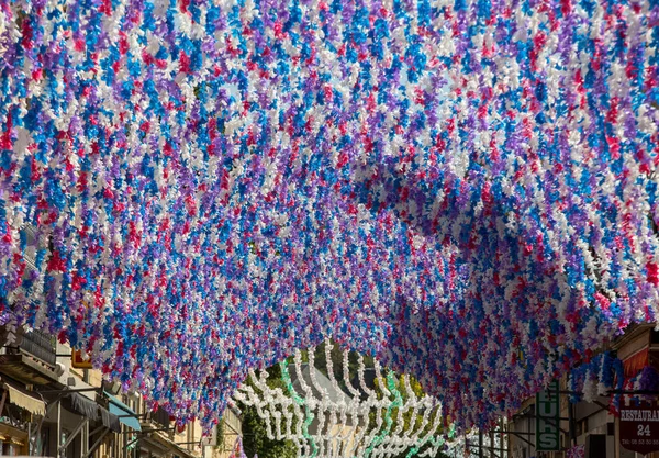 Saint Cyprien France September 2018 Colourful Street Decorations Summer Felibree — Stock Photo, Image