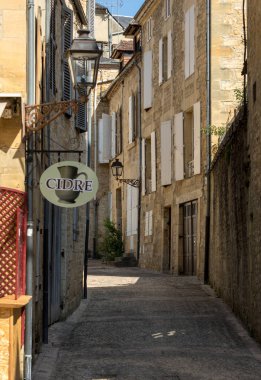 Sarlat, Fransa - 2 Eylül 2018: pitoresk şehir, Sarlat la Caneda Dordogne bölümü, Aquitaine, Fransa