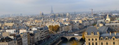 panoramik paris şehrinde ve notre dame Katedrali'nin görüldüğü gibi 