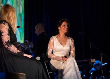 Krakov, Polonya - 7 Aralık 2018: multimedya Noel hitabet - Varşova Futura ve koro Fermata tarafından gerçekleştirilen Bethlehem için. Cracow. Polonya