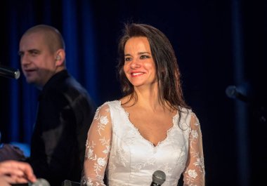 Krakov, Polonya - 7 Aralık 2018: multimedya Noel hitabet - Varşova Futura ve koro Fermata tarafından gerçekleştirilen Bethlehem için. Cracow. Polonya