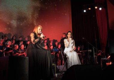 Krakov, Polonya - 7 Aralık 2018: multimedya Noel hitabet - Varşova Futura ve koro Fermata tarafından gerçekleştirilen Bethlehem için. Cracow. Polonya