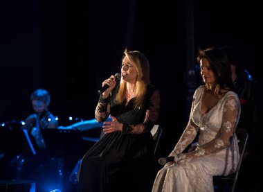 Krakov, Polonya - 7 Aralık 2018: multimedya Noel hitabet - Varşova Futura ve koro Fermata tarafından gerçekleştirilen Bethlehem için. Cracow. Polonya