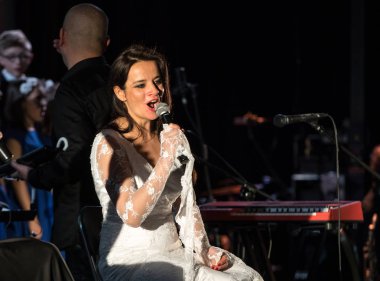 Krakov, Polonya - 7 Aralık 2018: multimedya Noel hitabet - Varşova Futura ve koro Fermata tarafından gerçekleştirilen Bethlehem için. Cracow. Polonya