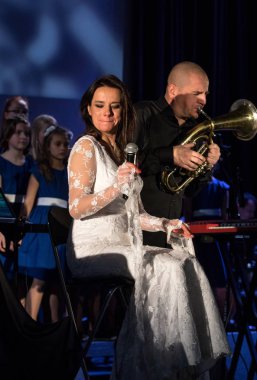 Krakov, Polonya - 7 Aralık 2018: multimedya Noel hitabet - Varşova Futura ve koro Fermata tarafından gerçekleştirilen Bethlehem için. Cracow. Polonya