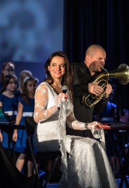 Krakov, Polonya - 7 Aralık 2018: multimedya Noel hitabet - Varşova Futura ve koro Fermata tarafından gerçekleştirilen Bethlehem için. Cracow. Polonya