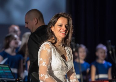 Krakov, Polonya - 7 Aralık 2018: multimedya Noel hitabet - Varşova Futura ve koro Fermata tarafından gerçekleştirilen Bethlehem için. Cracow. Polonya