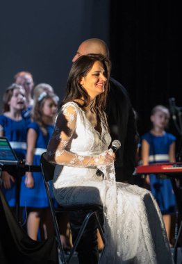 Krakov, Polonya - 7 Aralık 2018: multimedya Noel hitabet - Varşova Futura ve koro Fermata tarafından gerçekleştirilen Bethlehem için. Cracow. Polonya