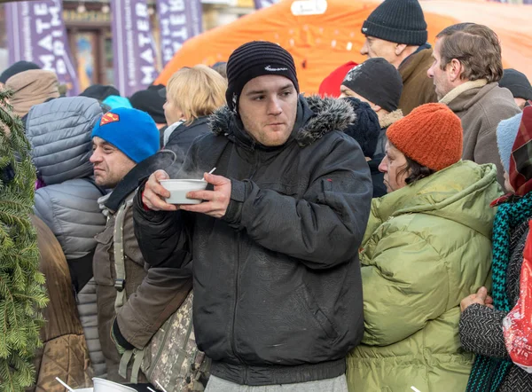 Cracow Poland December 2018 Christmas Eve Poor Homeless Main Square — Stock Photo, Image