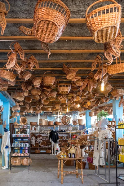 Camacha Madeira Portugalsko Dubna 2018 Proutěné Košíky Prodej Obchodě Továrny — Stock fotografie