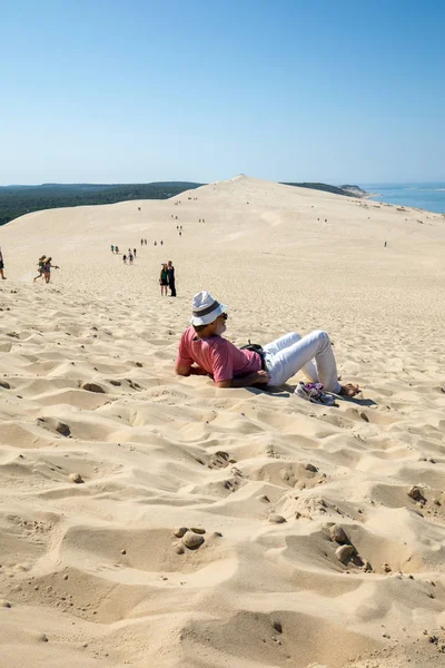 Dune Pilat Γαλλία Σεπτεμβρίου 2018 Άνθρωποι Στον Αμμόλοφο Pilat Τον — Φωτογραφία Αρχείου