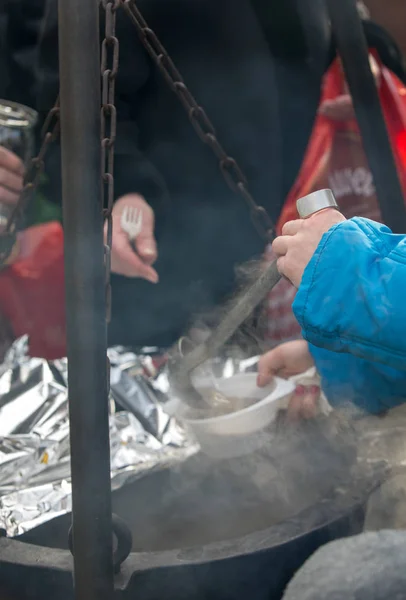 Cracovia Polonia Diciembre 2018 Nochebuena Para Pobres Sin Hogar Plaza —  Fotos de Stock