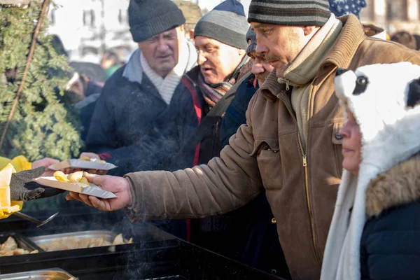 Krakau Polen Dezember 2018 Heiligabend Für Arme Und Obdachlose Auf — Stockfoto