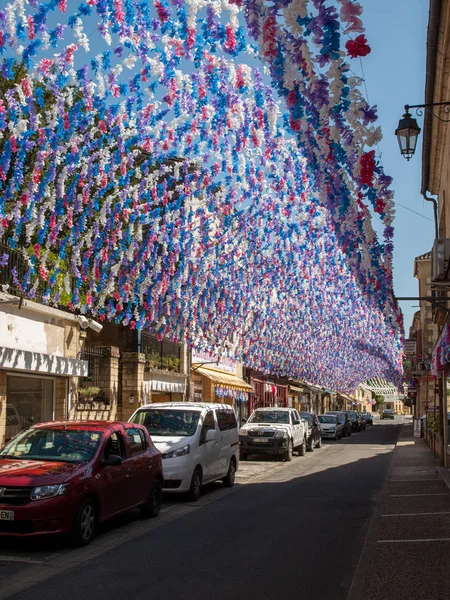 Saint Cyprien Francia Septiembre 2018 Coloridas Decoraciones Callejeras Durante Verano — Foto de Stock