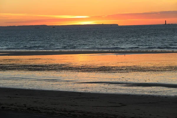 Schoonheid Zonsondergang Uitzicht Vanaf Het Strand Saint Malo Bretagne Frankrijk — Stockfoto