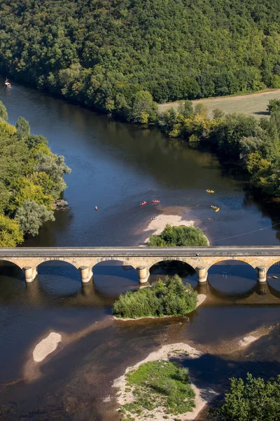 Uitzicht Vallei Van Dordogne Rivier Van Kasteel Castelnaud Aquitaine Frankrijk — Stockfoto