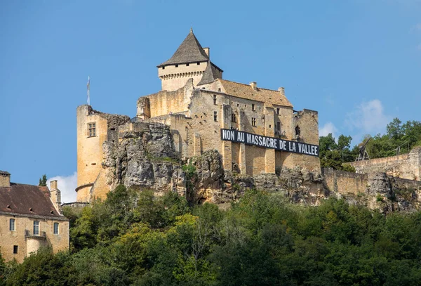 卡斯特诺城堡 Chateau Castelnaud 中世纪城堡 位于法国阿基坦 卡斯特诺 拉查贝尔 — 图库照片