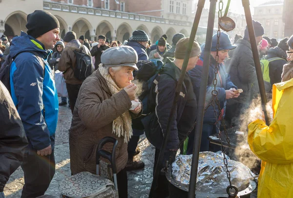 Krakau Polen Dezember 2018 Heiligabend Für Arme Und Obdachlose Auf — Stockfoto