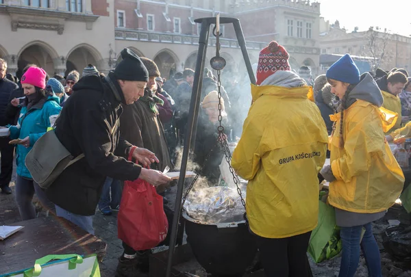 Krakau Polen Dezember 2018 Heiligabend Für Arme Und Obdachlose Auf — Stockfoto