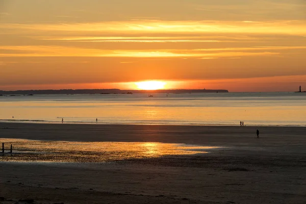 Schöne Aussicht Auf Den Sonnenuntergang Vom Strand Saint Malo Bretagne — Stockfoto
