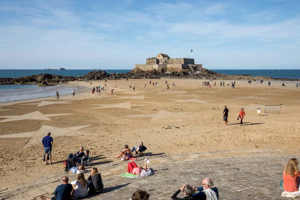 Saint Malo Francie Září 2018 Hvězdy Pláži Saint Malo Brittany — Stock fotografie